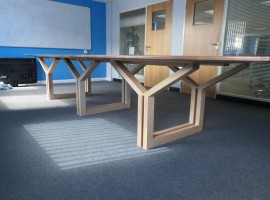 Leg detail with walnut inlay